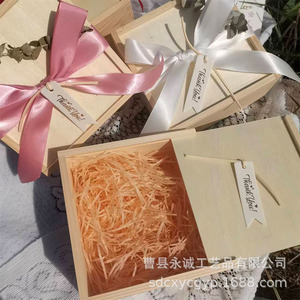 Caja de regalo de madera rectangular hecha a mano, caja de embalaje artesanal para recuerdo de boda, tamaño y grosor personalizables - Product Image 2