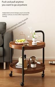 <span class=keywords><strong>Table</strong></span> d'appoint roulante à 2 niveaux, <span class=keywords><strong>table</strong></span> d'appoint ronde mobile avec <span class=keywords><strong>roulettes</strong></span>, chariot de service pour salon, chambre à coucher - Product Image 6