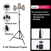 Set ponsel tiga kamera 2.1 Meter tahan lama untuk pencahayaan fotografi dibuat dengan bahan logam Premium