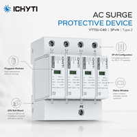 Dispositif de protection contre les surtensions AC 3P+N Type 2 SPD 385V 40kA Imax 20kA en conformité avec la norme EN IEC 61643-11, parafoudre sur rail DIN pour système triphasé