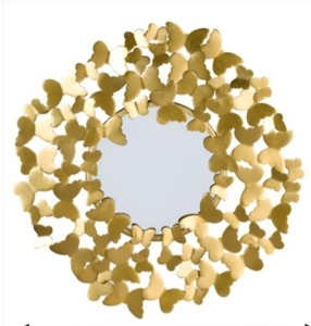 Marco de espejo de mariposa de pared de vidrio y hierro, lámina dorada para decoración de iglesia de Navidad, accesorios, cantidad ocasional, trabajo manual - Product Image 1