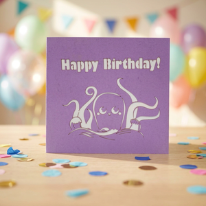 Carte Pop-up Joyeux Anniversaire Pieuvre Faite à la Main Vietnam Hanoï Design Personnalisé Papier Artistique Style Ange 150x150mm Découpée au Laser Meilleur Choix Cadeaux - Product Image 6