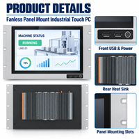 PC Táctil de Montaje en Panel sin Ventilador con USB Frontal y Pantalla Táctil Capacitiva de 10 Puntos para HMI de Máquinas