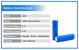 แบตเตอรี่ลิเธียมแบบชาร์จได้ 18650  3.7V 1800mah 2000mah 2200mah 2600mah 3500mah รูปทรงกระบอก - Product Image 4