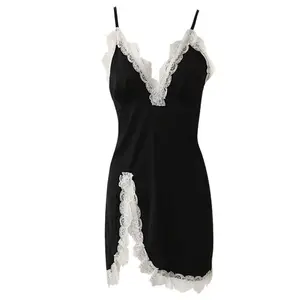 Verão uma peça sexy Lingerie Deep V-neck respirável arrastão tecido senhora underwear Club Nightwear para mulheres Shop Sex Games %