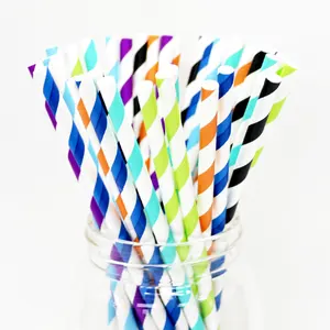 Wholesale Price Striped Paper Drinking Straws For Party Favors Supplies