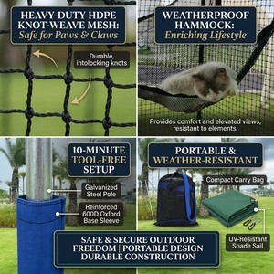Enclos extérieur enrichissant pour chien avec hamac, en coton résistant aux intempéries et maille métallique, Catio portable et pliable, enclos <span class=keywords><strong>de</strong></span> jeu pour animaux <span class=keywords><strong>de</strong></span> compagnie avec fermeture éclair - Product Image 4