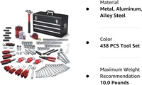 Ensemble d'outils de réparation automobile de 438 pièces avec boîte à outils multifonctionnelle à 3 tiroirs en CRV et métal, robuste