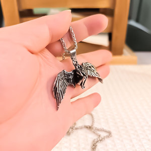 Pendentif ange tombé en acier inoxydable avec ailes, collier pour homme, charme SP1094 - Product Image 3