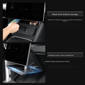 Scatola portaoggetti per schermo di controllo centrale per <span class=keywords><strong>Tesla</strong></span> <span class=keywords><strong>Model</strong></span> <span class=keywords><strong>3</strong></span>/Y/YL, nuova versione, trasparente nera (17.5x13.5x34), accessori per interni auto - Product Image 3