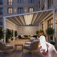 Pergola en PVC en gros avec toit rétractable motorisé, écran latéral imperméable et coupe-vent pour l'aménagement extérieur commercial
