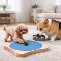 Papan Cakar Anjing Kayu Solid Berputar dengan Mangkuk Stainless Steel, Mainan Puzzle Pengisi Makanan Lambat, Pengayaan Interaktif untuk Anjing