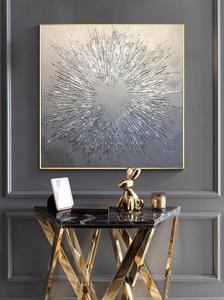 Factory Abstract 3D Golden Lines Art Deco Hanging <strong>Wall</strong> Artwork Living Room Large <strong>Size</strong> Simple Gold 100% Hand Painted Oil <strong>Canvas</strong> - Product Image 4
