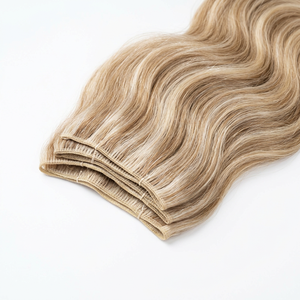 Prix d'usine Genius Weft Extensions de cheveux humains 100% Cheveux Remy bruts Double Drawn Balayage Blond Hybride Weft Sans Retour Fournisseur - Product Image 1