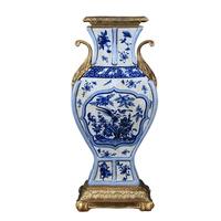 Vase de table en porcelaine bleue et blanche chinoise antique, peint à la main, nouveau, en céramique incrustée de cuivre, design classique, salon ZHUODI