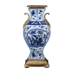 Antike Chinesische Blau-Weiße Porzellan-Tischvase Handbemalte Neue Keramik mit Kupferintarsien Klassisches Design für Wohnzimmer - Product Image 6
