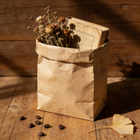 Sacs à fleurs en papier kraft imperméables personnalisés avec logo imprimé et poignée en corde de coton pour la Saint-Valentin, la fête des mères