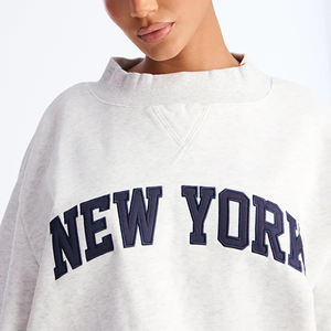 สเวตเชิ้ตผู้หญิงโอเวอร์ไซส์เปิดไหล่ป้องกันการหลุดลอกระบายอากาศได้ดีปักลายแบบลำลอง - Product Image 4