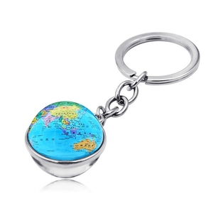 Charm Best Gifts High Quality Wholesale Kids 12 Styles Time Gem Women World Map Globe Glass Ball Keychain