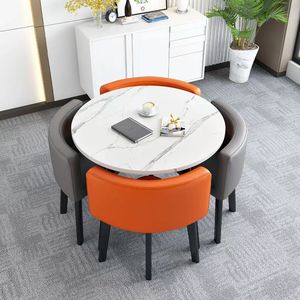 Moderne einfache Metall Casual Tisch Stuhl Kombination für Zuhause 4-Sitzer Esstisch in runder/quadratischer Form für Wohnzimmer - Product Image 6