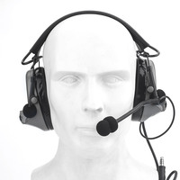 WASDN Headphone Taktis Headset Interkom Peredam Kebisingan Aktif IPX-4 Tahan Air Over Ear untuk Olahraga & Game Taktis WZ041