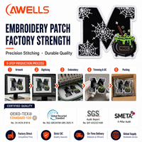 Patch brodé personnalisé AWELLS lettre M, logo toile d'araignée effrayante pour Halloween, idéal pour vêtements et accessoires de sacs