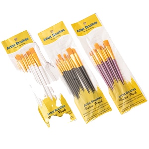 Vente directe usine, prix bas, lot de 10 pièces, manche en bois durable avec poignée confortable, OEM/marque privée disponible, nylon pour artistes - Product Image 2