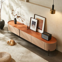 Meuble TV AJUNION, style italien, luxe léger, centre de divertissement, console TV, décoration en similicuir, table TV, console multimédia pour salon