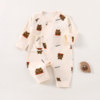 Vente en gros usine Kaka Bear Combinaison bébé unisexe 100% Coton, longueur cheville, motif papillon, fermeture auto-agrippante, imprimé dessin animé