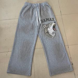 Pantalones Deportivos Personalizados con Logotipo, para Hombre, Estilo Urbano, de Algodón Grueso, Lavado Ácido Vintage, Corte Holgado, con Rayas - Product Image 1