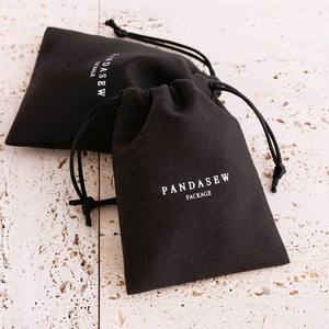 Pochette à bijoux de luxe PandaSew personnalisée 2026 avec logo personnalisé, en velours suédé, petit sac à cordon - Product Image 3