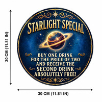 Plaque Murale Métallique Gaufrée Vintage Starlight – Offre Spéciale : Achetez une Boisson, Payez-en Deux – Décoration de Bar Personnalisée OEM, Direct Usine