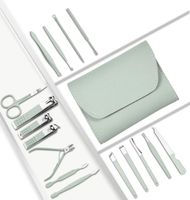 Coupe-ongles de haute qualité Morandi bleu clair, professionnel, portable, kit de coupe-ongles, ciseaux, pinces, ensemble de manucure, sac
