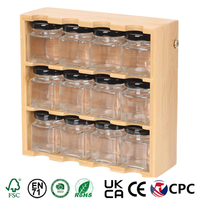 Organisateur d'épices pour tiroir de cuisine, étagère d'angle extensible à 3 niveaux pour comptoir, support à épices en bambou avec 12 bocaux