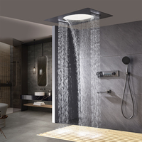 Douche murale encastrée avec tête de douche LED supérieure, affichage numérique, système de douche intelligent, 4 fonctions, thermostatique, pluie, appartement, hôtel