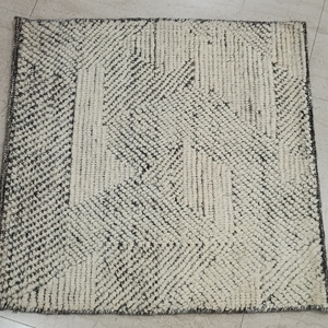 Ivory & Charcoal Geometric Hand Knotted Rug. Sample 3×5 ft $200 - Product Image 3