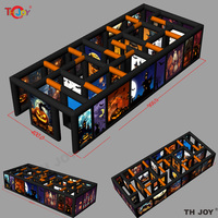 Livraison rapide 10x3m Halloween maison hantée labyrinthe jeu gonflable géant labyrinthe obstacle à l'intérieur du labyrinthe d'image imprimé complet