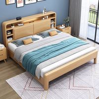 Nouvelle arrivée Lit en bois massif avec rangement Tête de lit rigide Prix de gros Lit double avec sommier de luxe en noyer personnalisé pour adultes