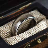Gentdes Jewelry New Design Men Rings 8mm High Polished Comfort Fit Bird Eye Maple Inlay Tungstène Ring