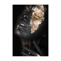 Vente en gros de fournitures artistiques : Grande peinture décorative sur toile, Art africain, Femme noire et dorée, Peintures de portraits figuratifs