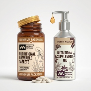 Custom Logo Frosted Glass Capsule Bottle Wide Mouth Glass Amber Bottle Health Supplement Medicine <b>Pill</b> <b>Container</b> - Product Image 1