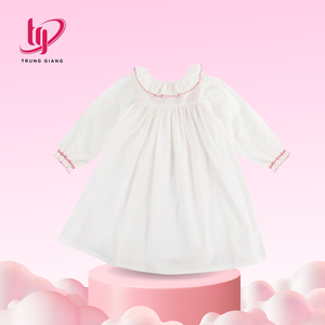 Custom OEM Hand Smocked Children Clothing Baby Girls Princess Party Dress Cotton Kids Boutique <b>Clothes</b> Wholesale Vietnam Factory - Product Image 5