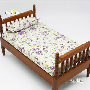 Maison de poupée pour enfant, <span class=keywords><strong>lit</strong></span> peint en Miniature, Roses et fleurs de lys, rose et <span class=keywords><strong>blanc</strong></span>, fleur, QW60353 - Product Image 3