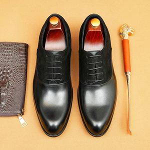 Chaussures habillées rétro vintage pour hommes, style Derby Oxford britannique, en cuir véritable, légères, respirantes, résistantes à l'abrasion - Product Image 3