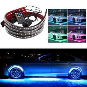 Car interior 60 90 120 cm 12V LED Strip Lights Remote Control Cigarette charger RGB Music Car Light Underglow Lights