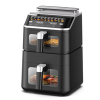 Friteuse à air double compartiment 10-en-1 avec fonction vapeur, écran tactile couleur numérique, lumière de cuisson, capacité familiale 4,5L+6,5L