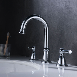 Stainless Steel Widespread 3 Hole 2-Handle <b>Hot</b> and <b>Cold</b> Water Mixer Basin Faucet - Product Image 3