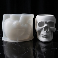 Moule en silicone 3D réutilisable en forme de crâne, idéal pour la décoration de gâteaux, les pots de plantes succulentes en ciment et les créations DIY d'Halloween - Meilleure vente