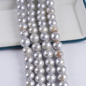 Collier de perles d'eau douce naturelles en gros de Zhuji, 13-16 mm, perles grises Edison, chaîne de perles blanches, perles en vrac, bijoux DIY - Product Image 5