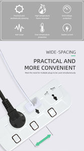 Câble d'extension de haute qualité BETA série 3 voies, prise universelle 3 prises AC, prise de table avec interrupteur de surcharge LED - Product Image 5